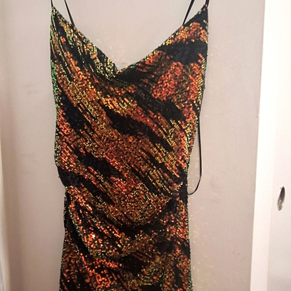 Sequined maxi dress with slit